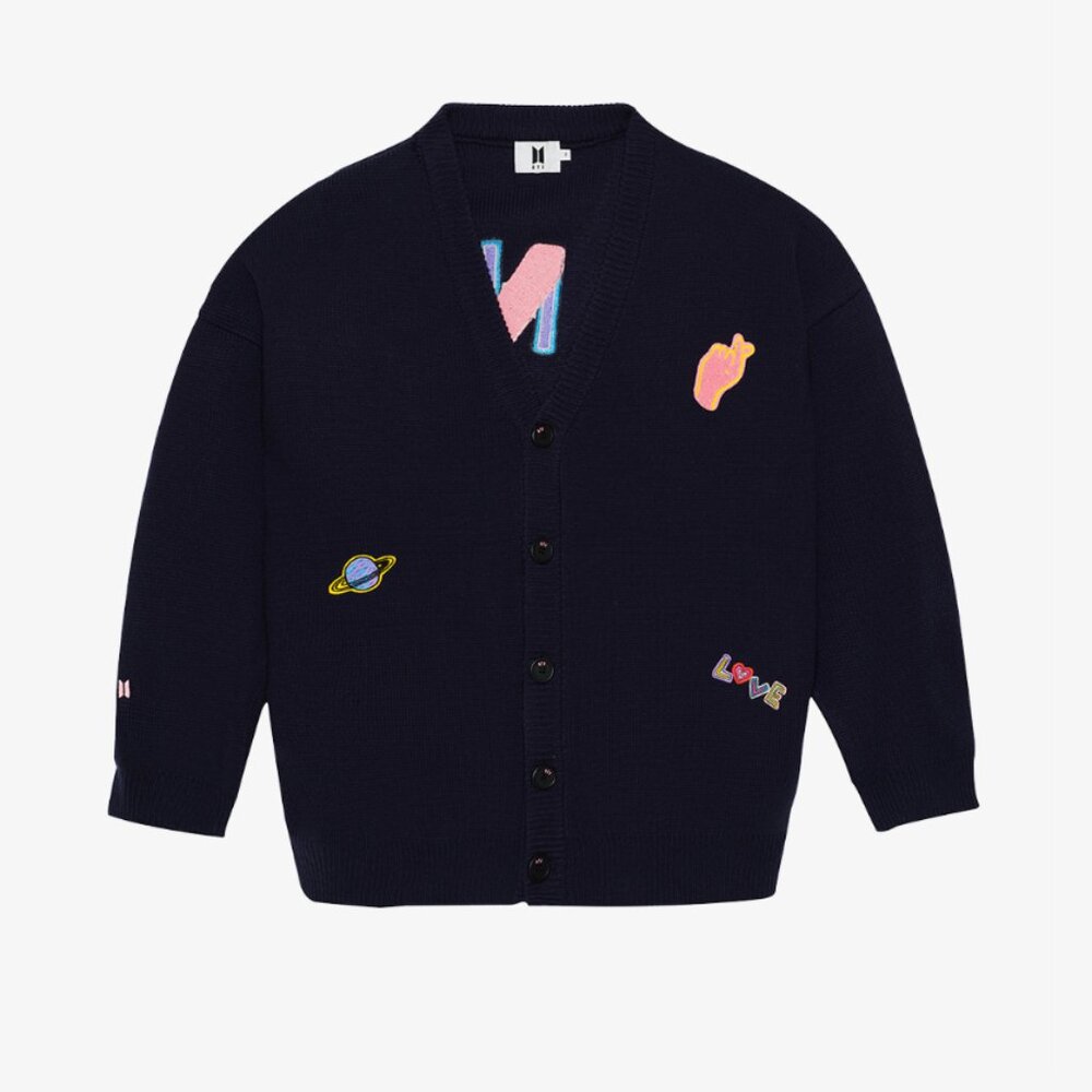 House of BTS DNA Navy Patches Cardigan
